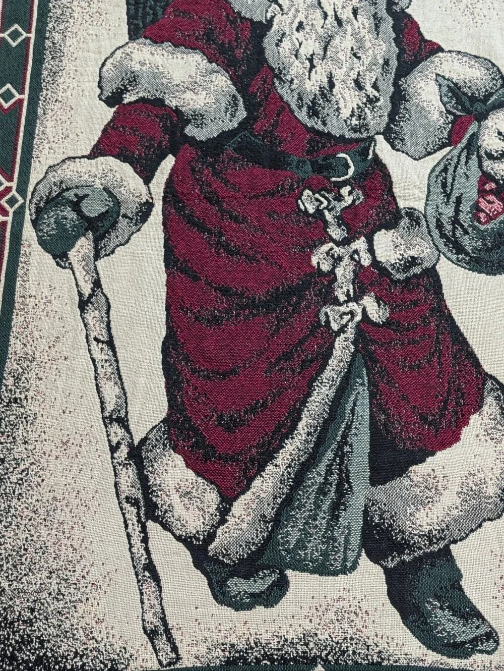 Vintage Festive Santa Holiday Throw Blanket - Red & Green 47